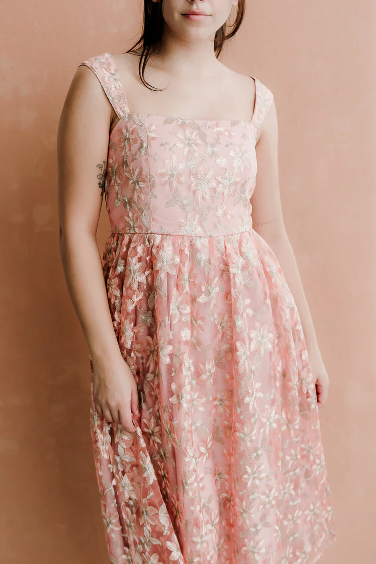 Alexandra Pink Jacquard Midi Dress - FINAL SALE - Image 3