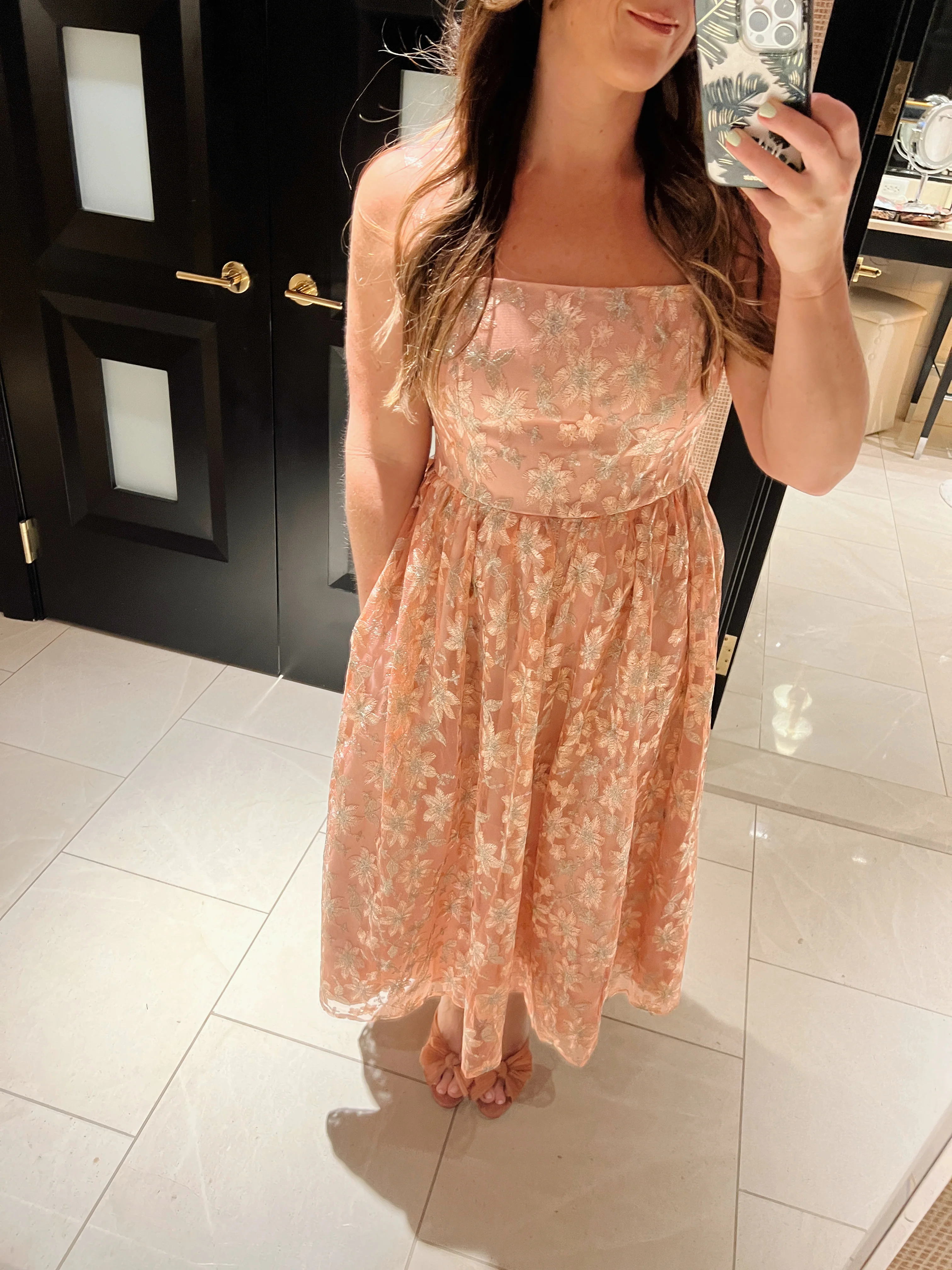 Alexandra Pink Jacquard Midi Dress - FINAL SALE - Image 6