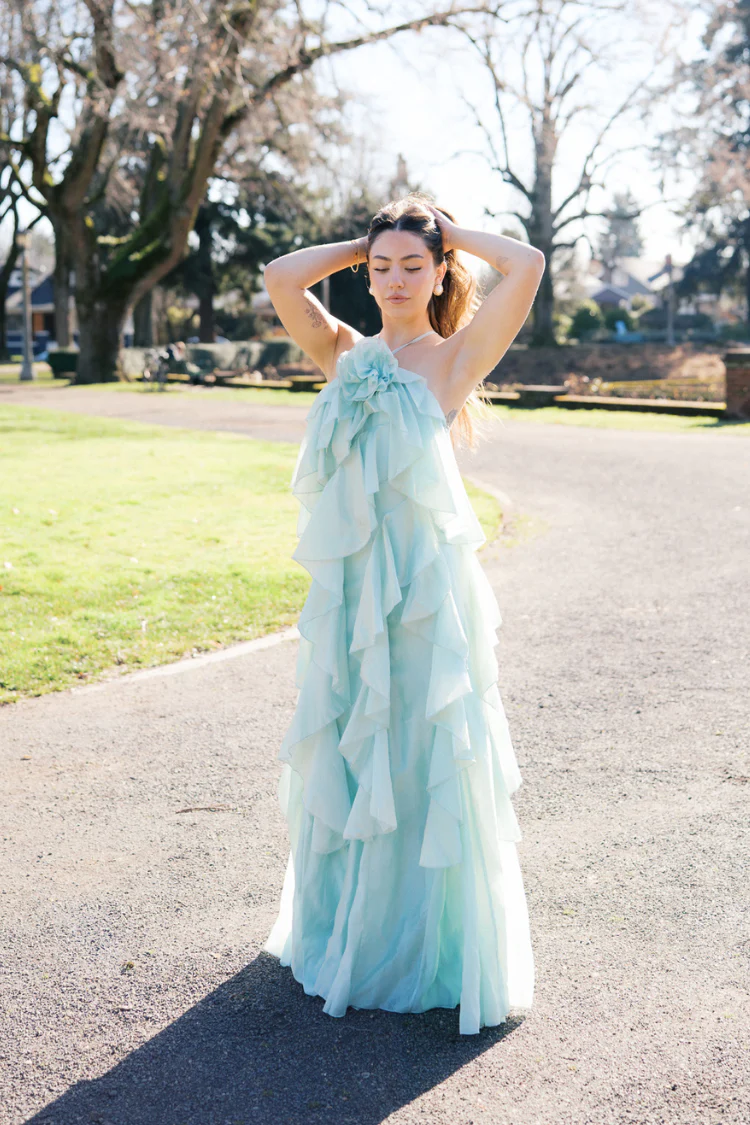 Pre-Order - Amal Tiered Ruffle Maxi Dress - Seafoam Green - 5/20 - Image 3