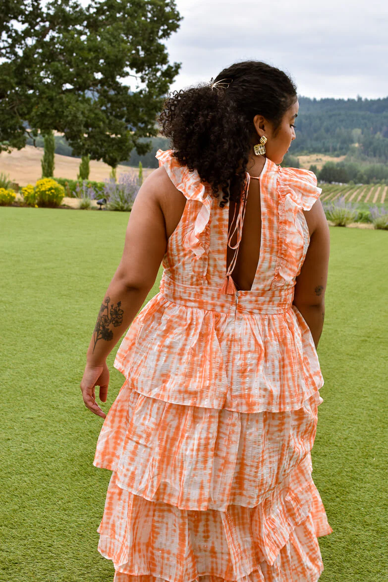 Anastasia Orange Tie Dye Ruffle Maxi Dress - Image 8