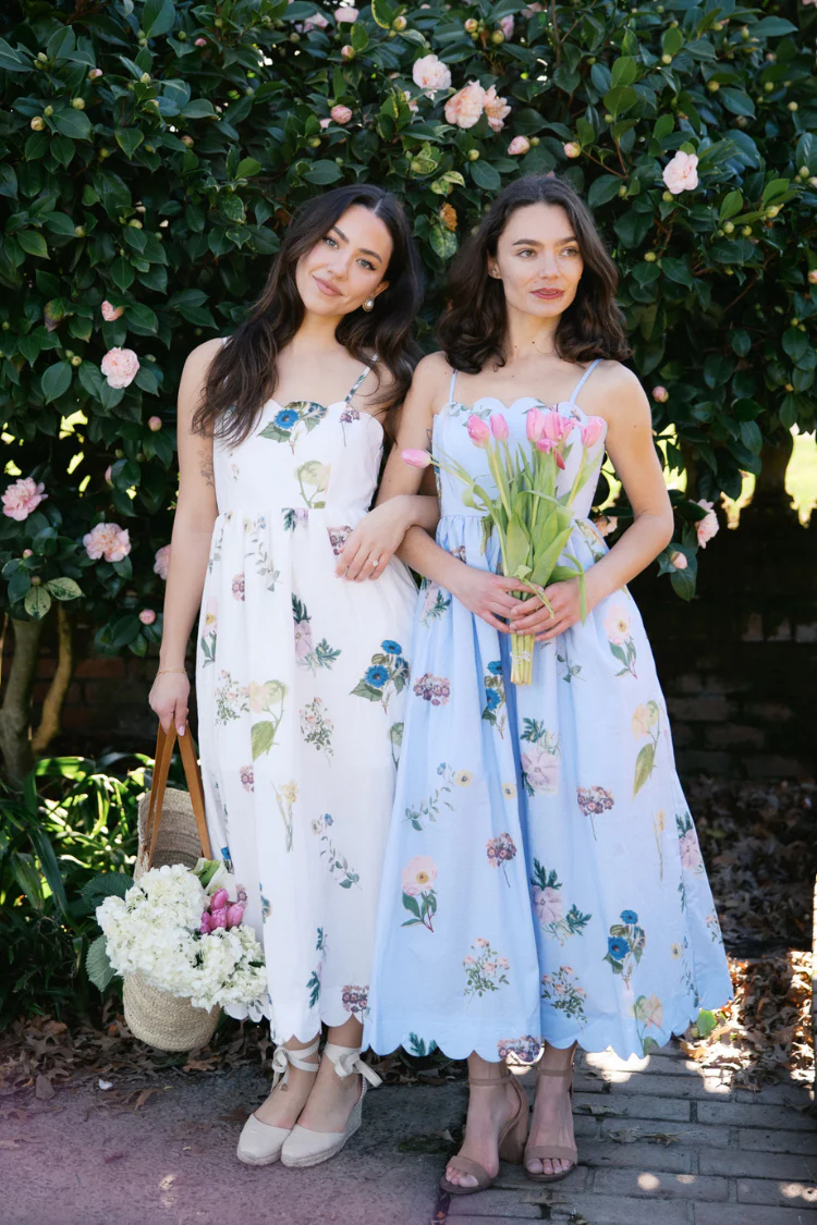 Andrine Wildflower Midi Dress - White Floral - Image 9