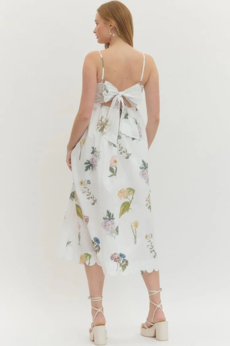Andrine Wildflower Midi Dress - White Floral - Image 11