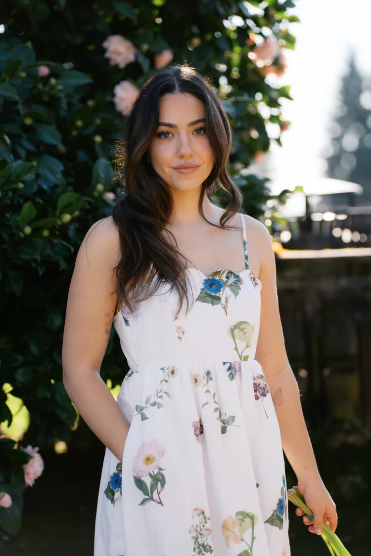 Andrine Wildflower Midi Dress - White Floral - Image 3