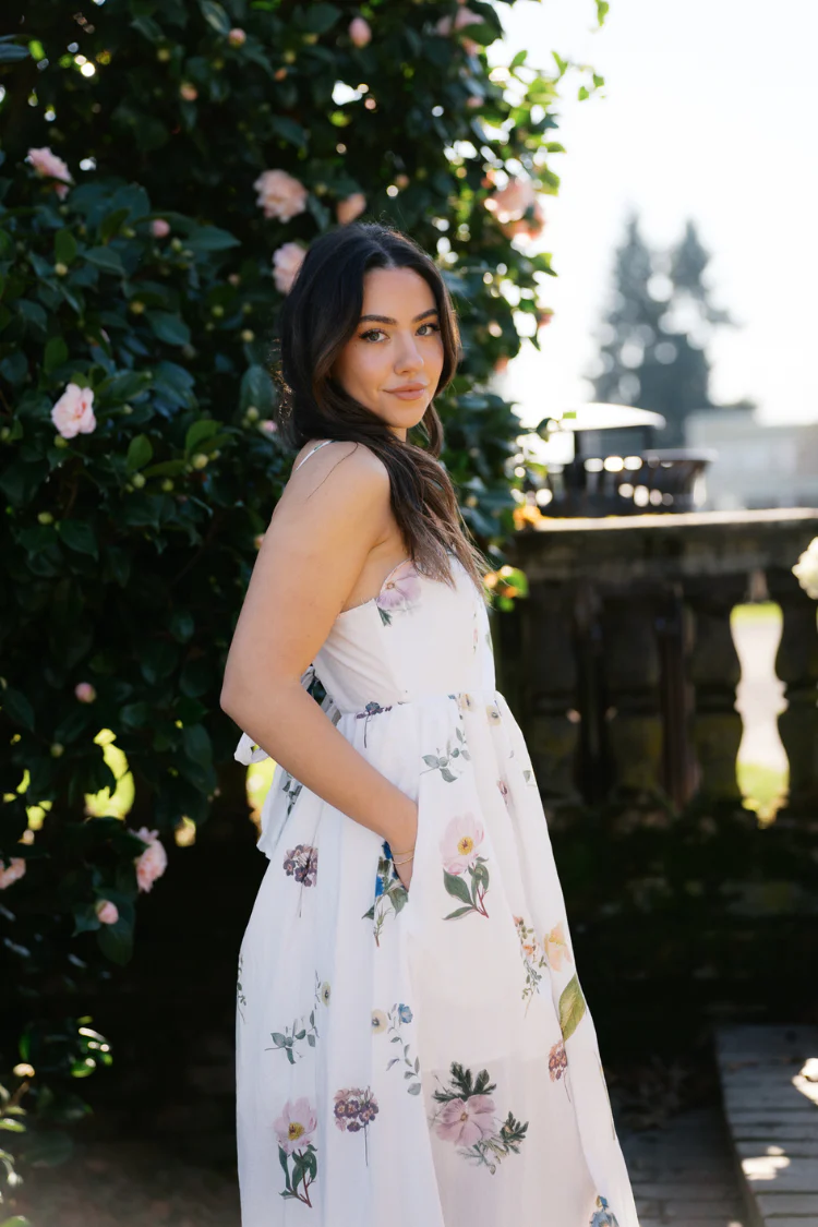 Andrine Wildflower Midi Dress - White Floral - Image 4