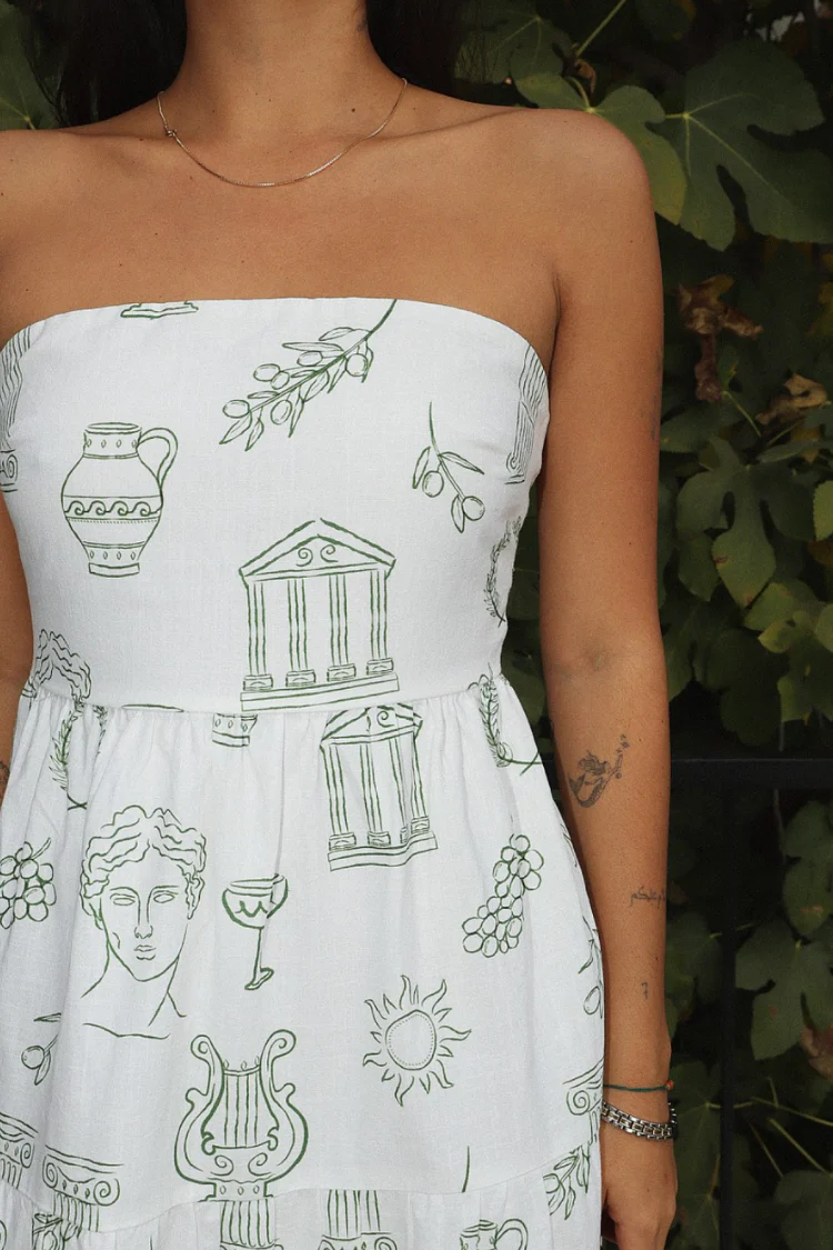 Athena Grecian Print Strapless Maxi Dress - Image 4