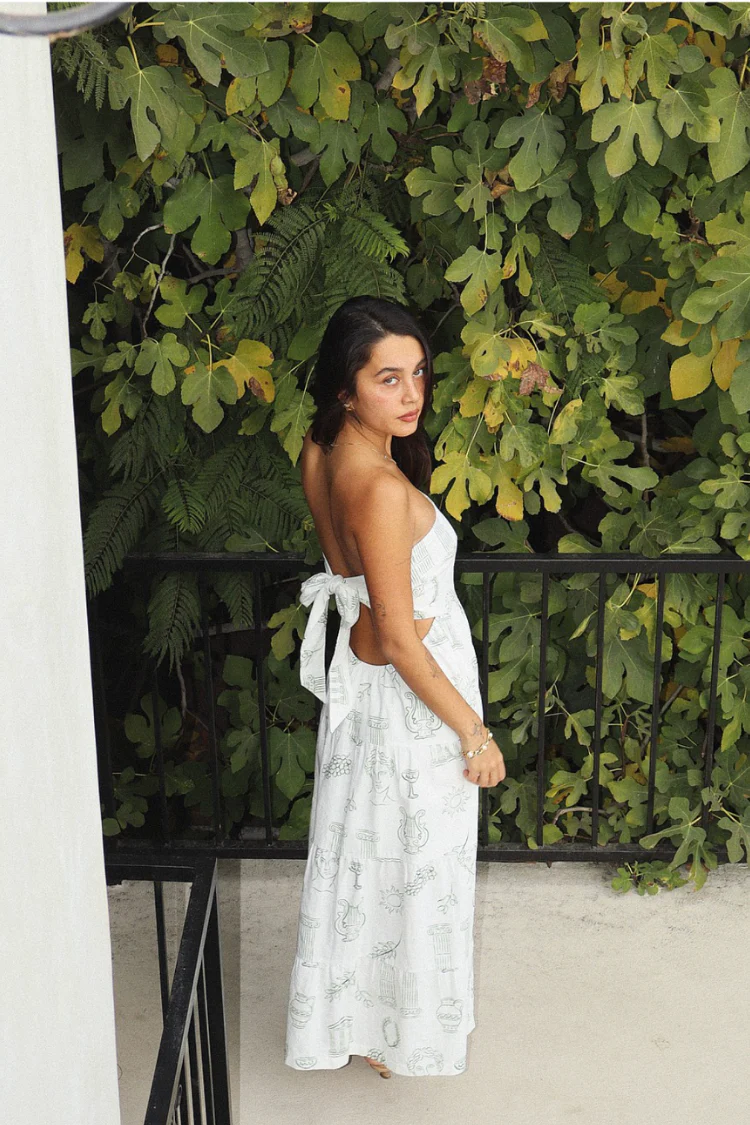 Athena Grecian Print Strapless Maxi Dress - Image 7