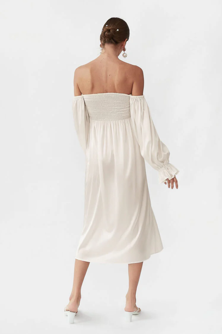 Atlanta Silk Dress - White - Image 3