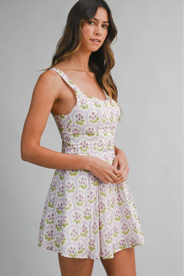 Avignon Lavender Floral Mini Dress - Image 3