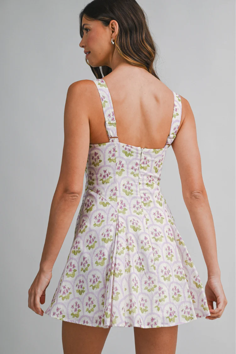 Avignon Lavender Floral Mini Dress - Image 4