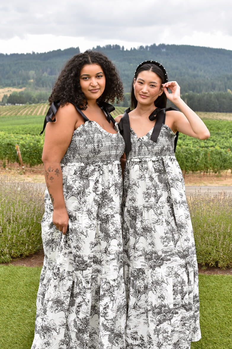 Beatrice Black and White Toile Maxi Dress - Image 3
