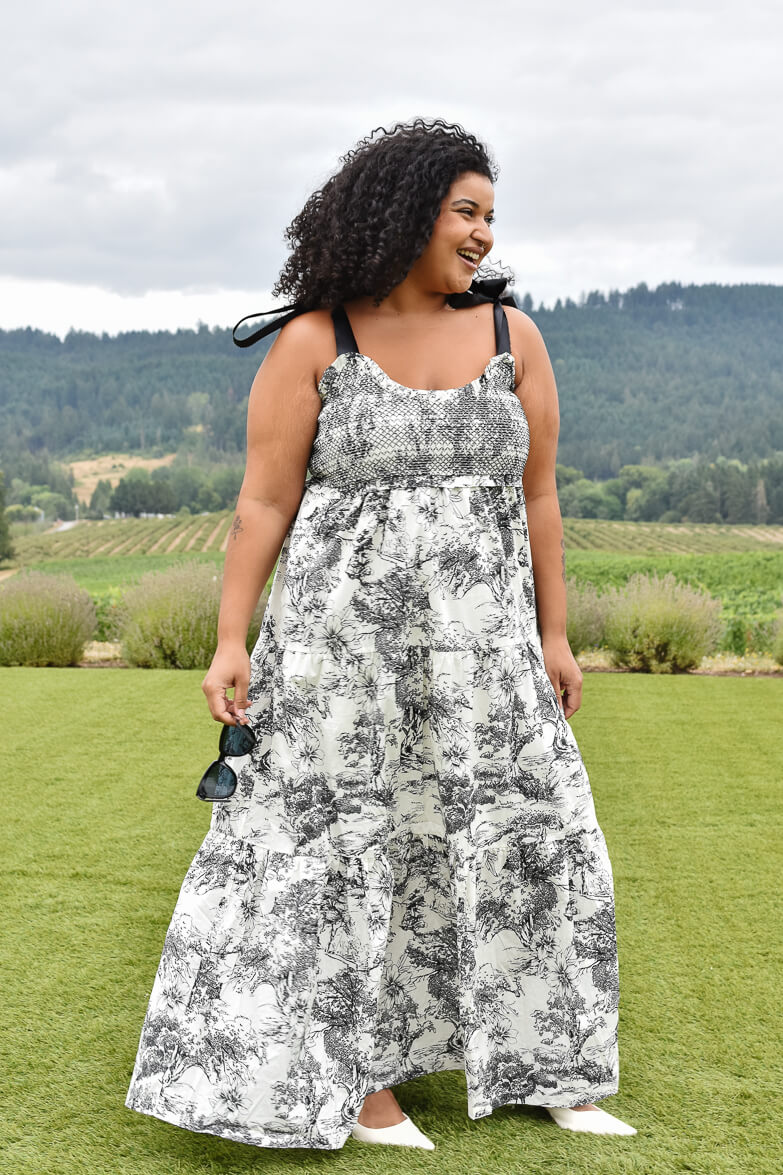 Beatrice Black and White Toile Maxi Dress - Image 9