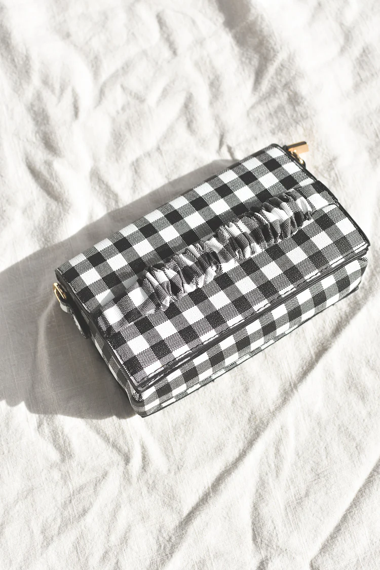 Black and White Gingham Clutch - Image 3
