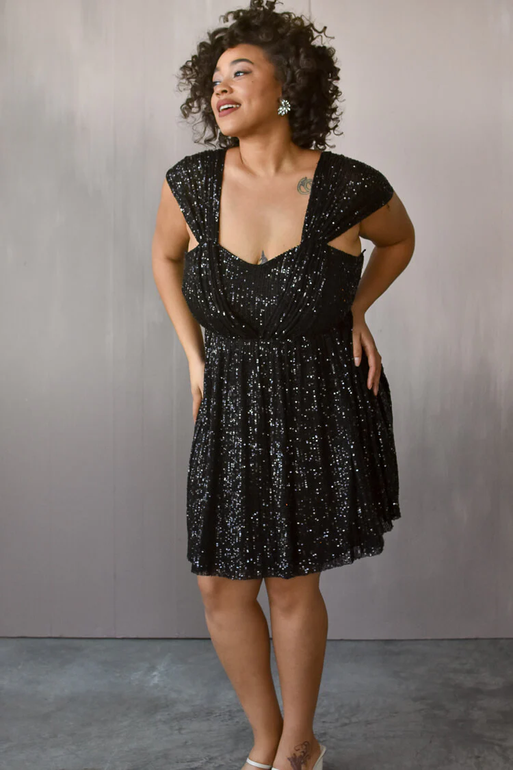 Deanna Black Sequin Mini Dress - FINAL SALE - Image 3
