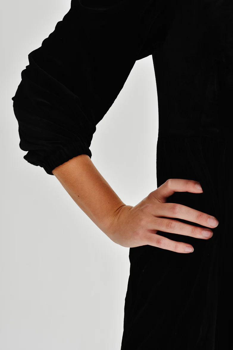 Brigette Bow Velvet Mini Dress - Black - Image 6