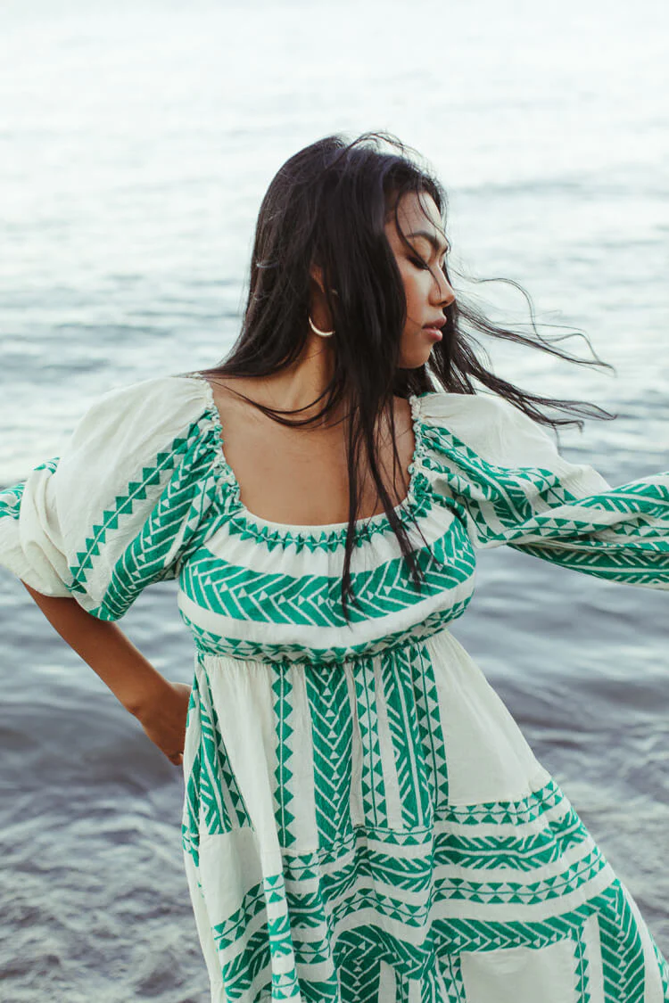 Cabo Green Woven Mini Dress - Image 3