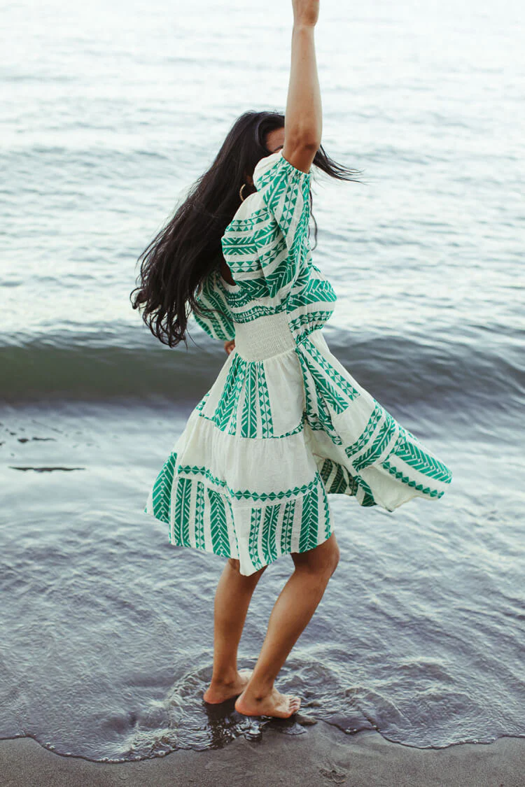 Cabo Green Woven Mini Dress - Image 4