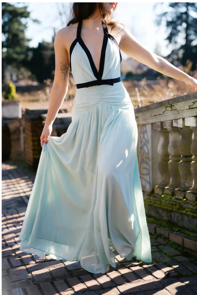 Camille Maxi Dress with Bow Detail - Mint - Image 3