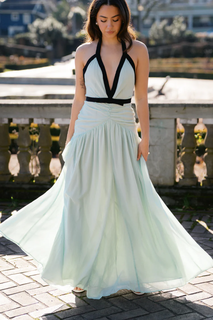 Camille Maxi Dress with Bow Detail - Mint - Image 4