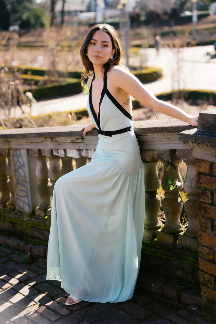 Camille Maxi Dress with Bow Detail - Mint - Image 5