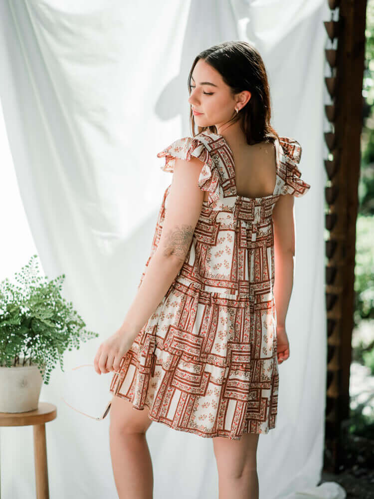 Carmen Botanical Square Neck Mini Dress - FINAL SALE - Image 3