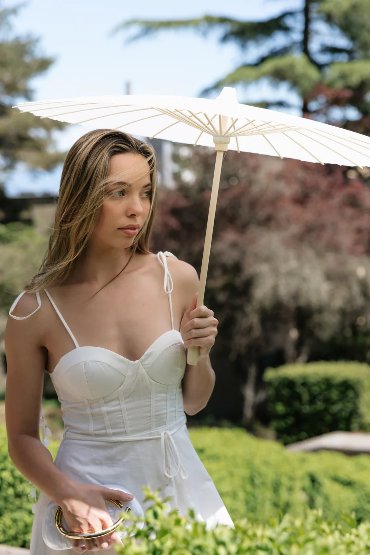 Chiara White Bustier-Style Midi Dress - Image 3