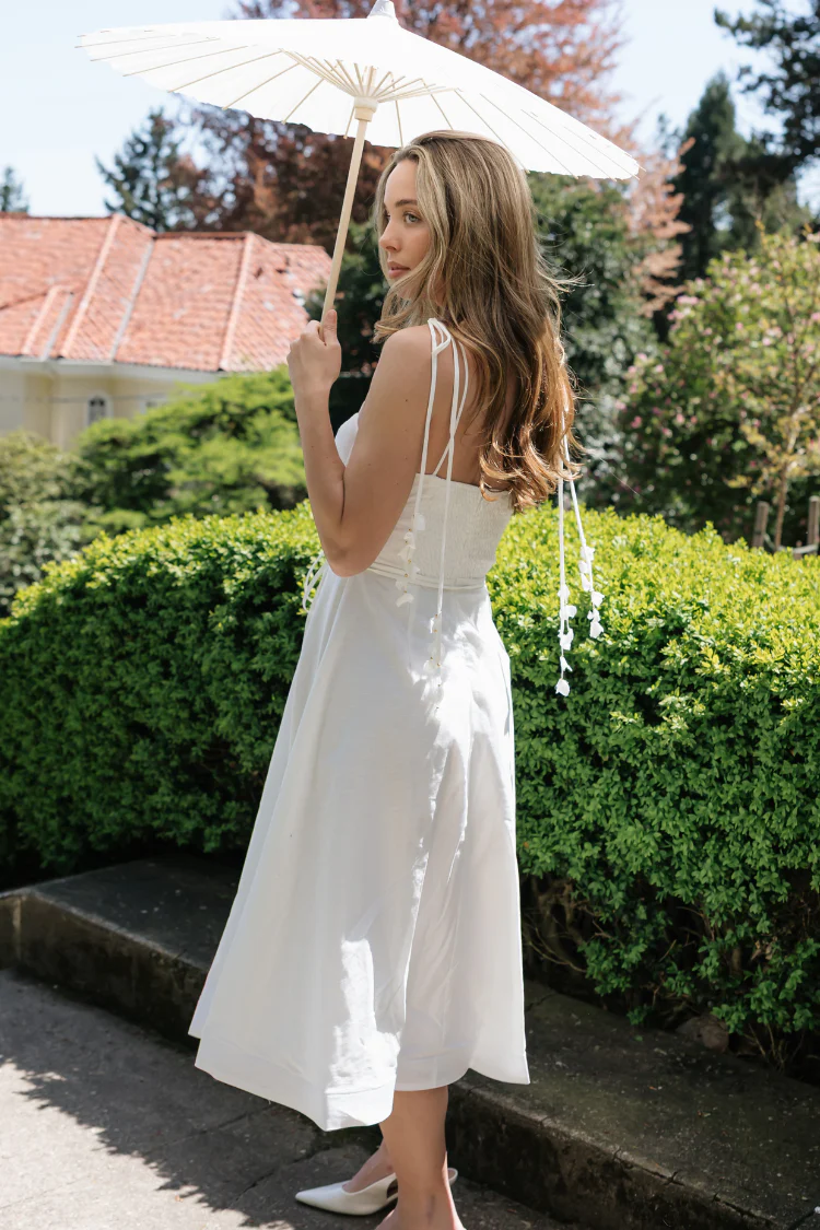 Chiara White Bustier-Style Midi Dress - Image 4