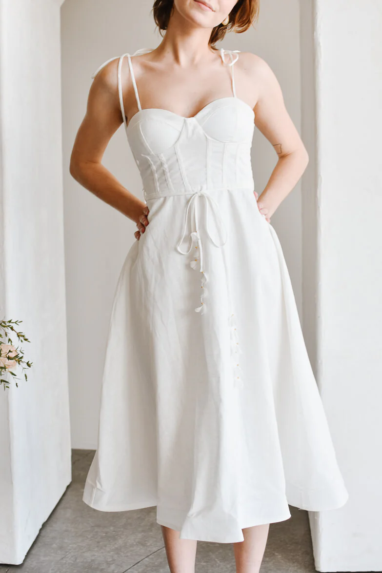 Chiara White Bustier-Style Midi Dress - Image 6