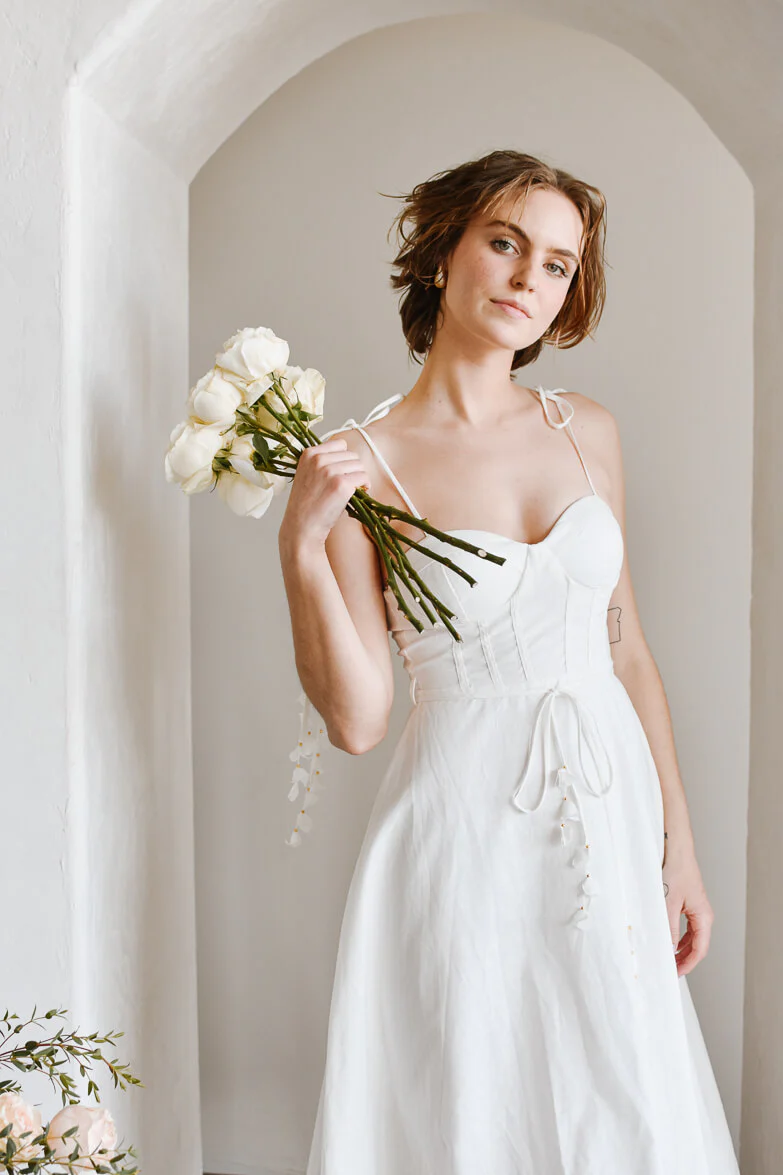 Chiara White Bustier-Style Midi Dress - Image 7