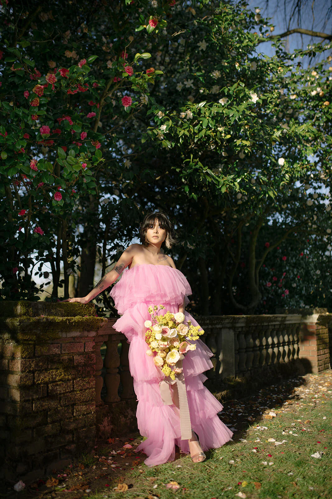Chloe Pink Tulle High-Low Maxi Dress - Image 3