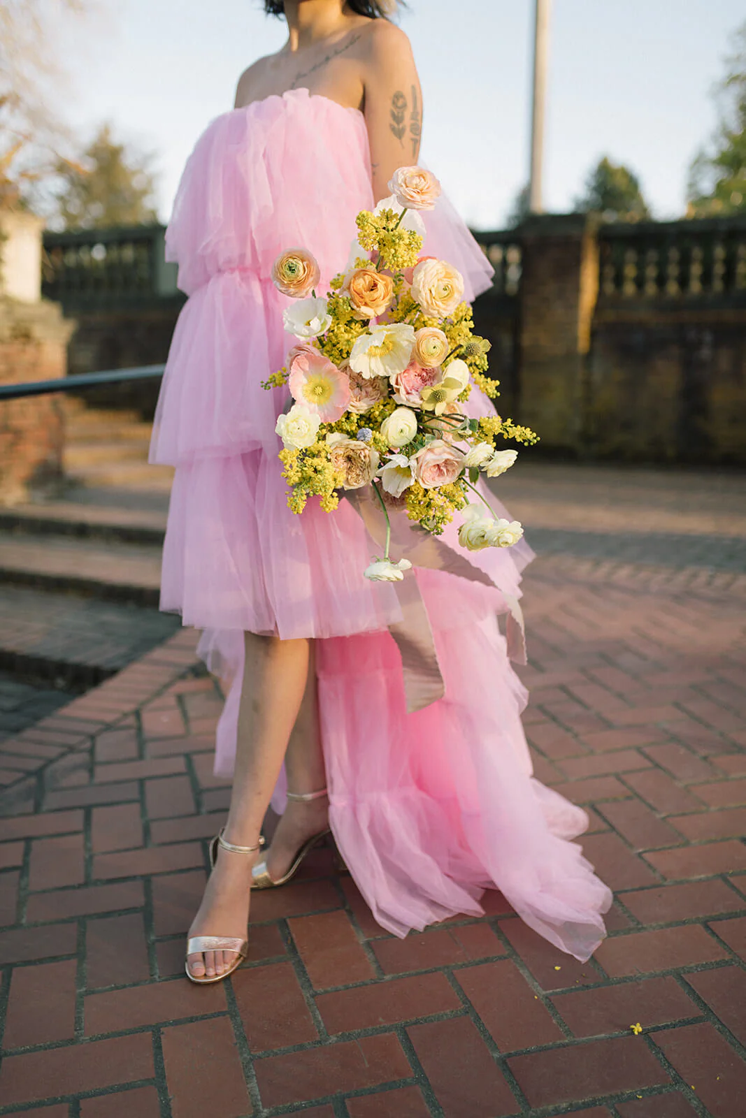 Chloe Pink Tulle High-Low Maxi Dress - Image 5