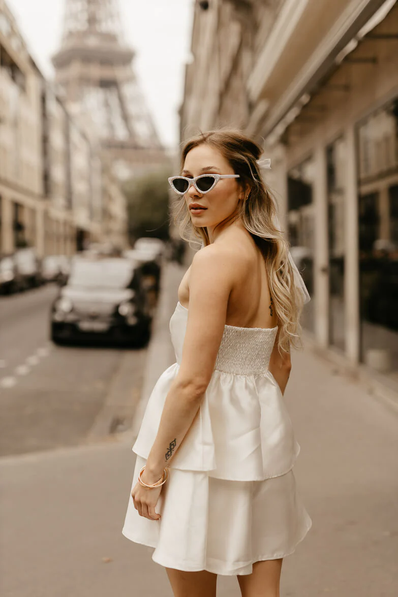 City Lights White Tiered Mini Dress - FINAL SALE - Image 4