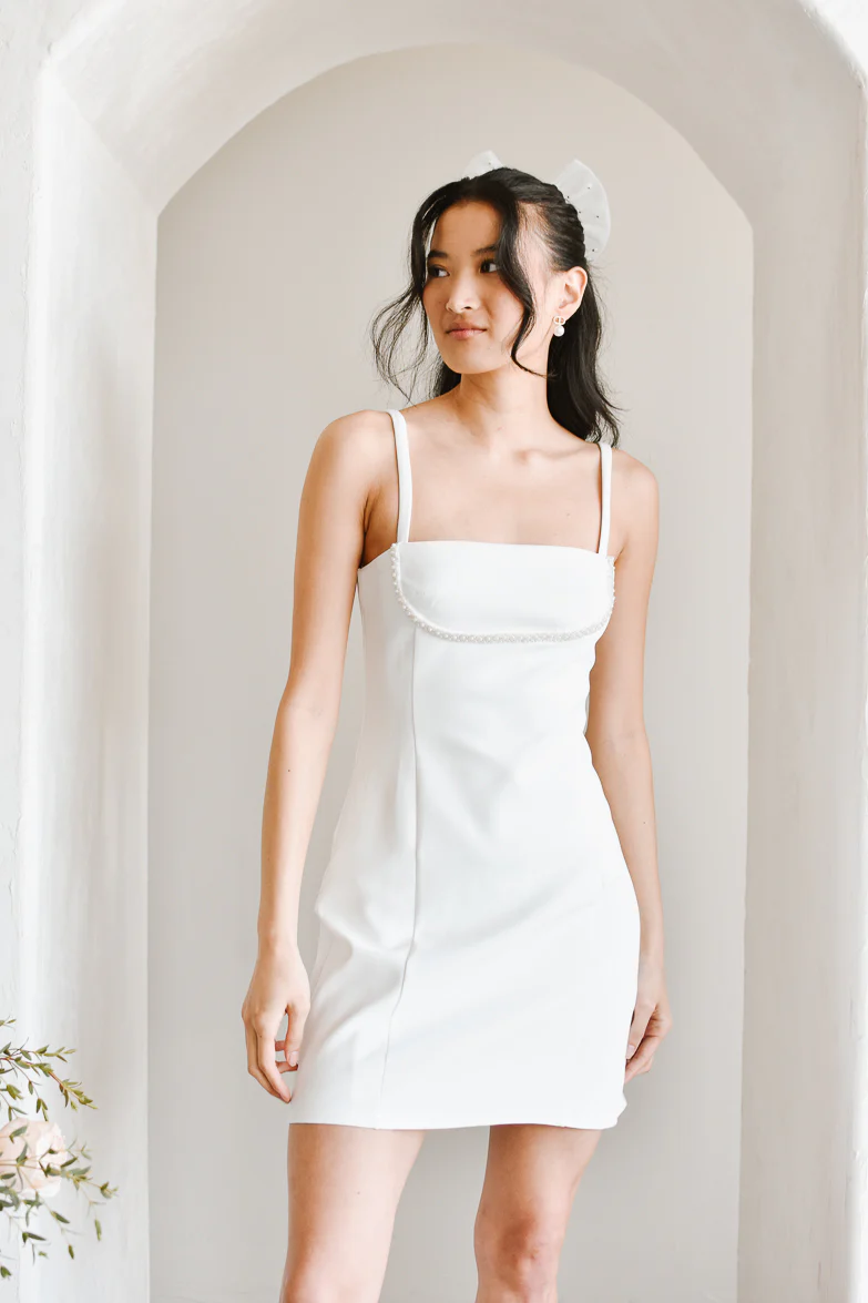 Colette Mini Dress with Pearl Detail - Image 5