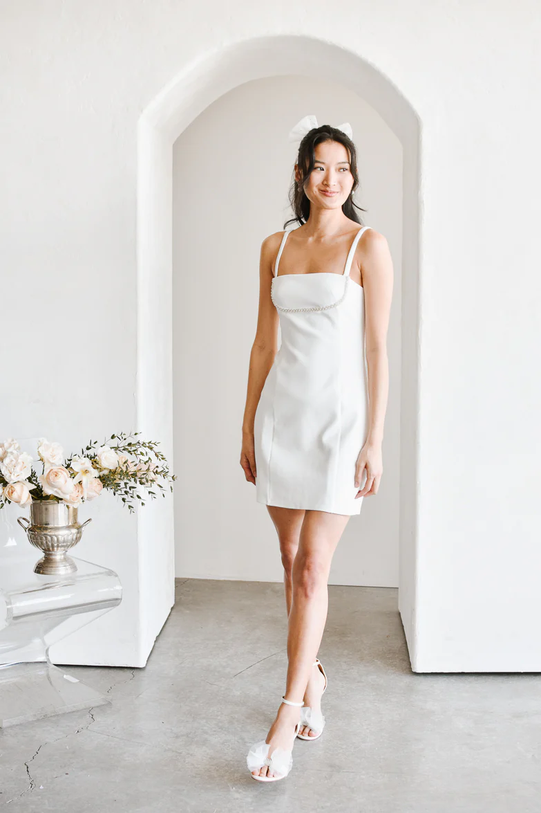 Colette Mini Dress with Pearl Detail - Image 6