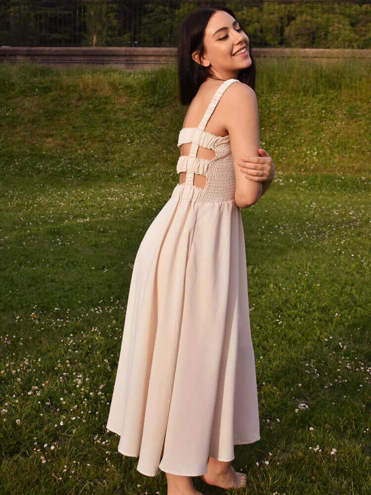Jade Cream Cut-Out Midi Dress - Image 3
