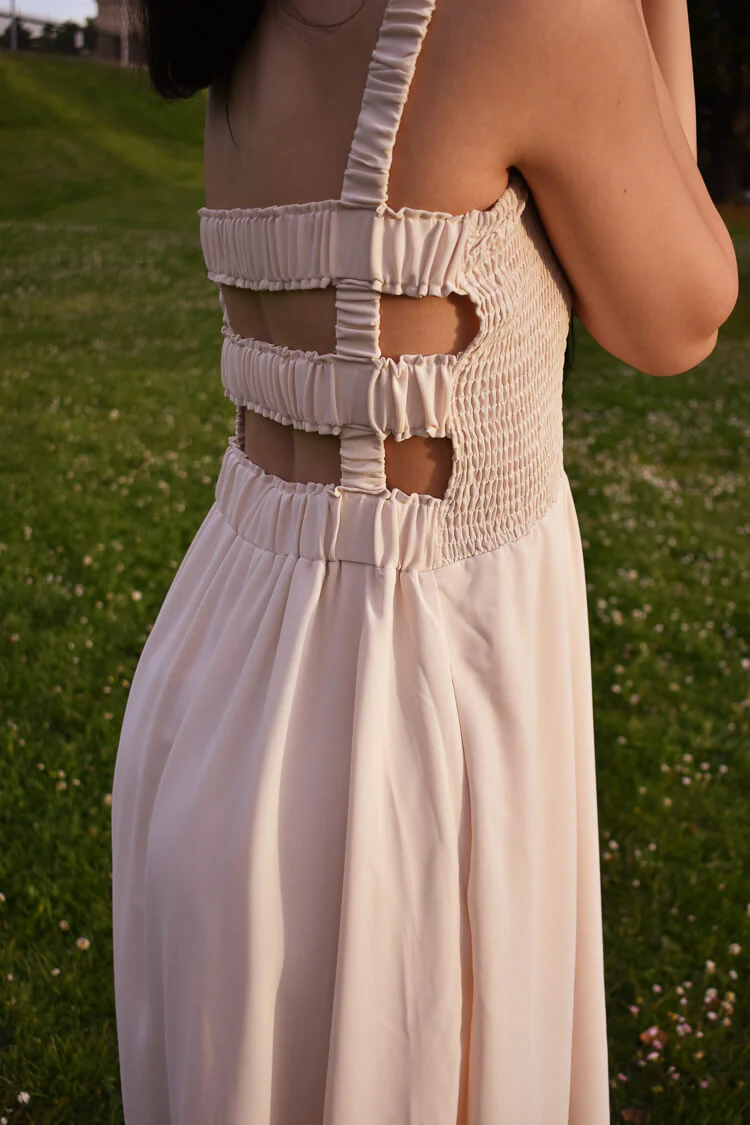Jade Cream Cut-Out Midi Dress - Image 4