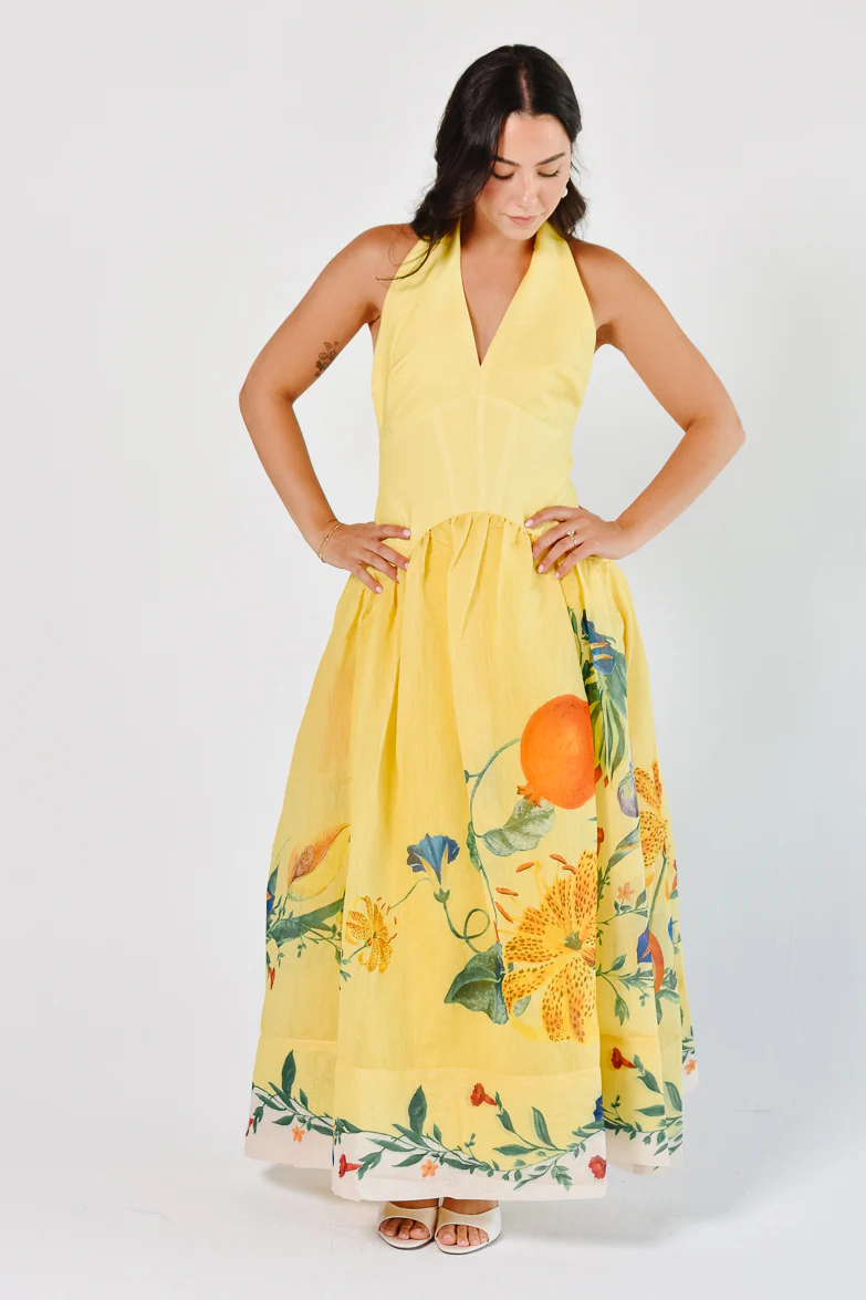 Iris Yellow Halter Maxi Dress - Image 3
