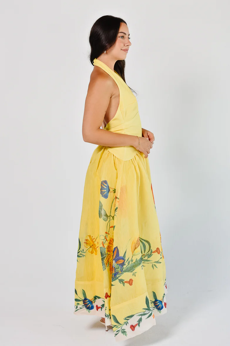 Iris Yellow Halter Maxi Dress - Image 4