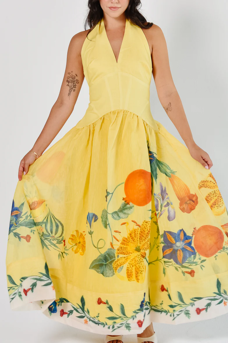 Iris Yellow Halter Maxi Dress - Image 5