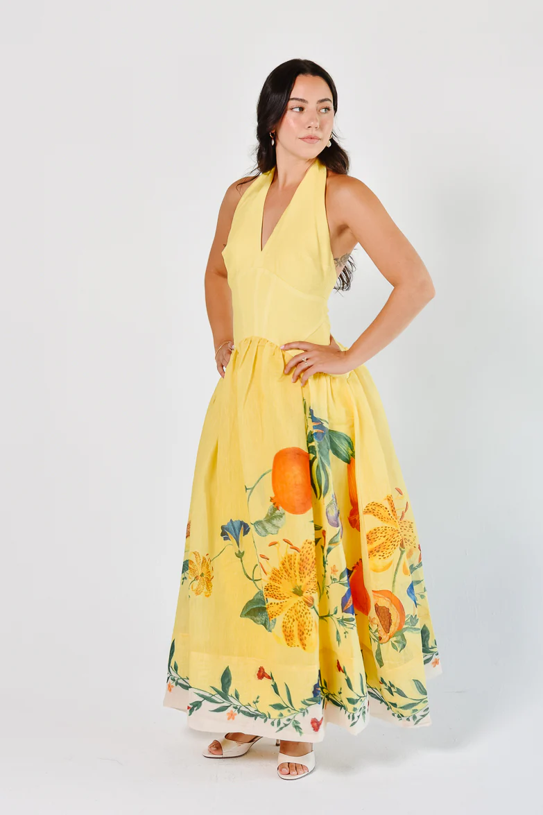 Iris Yellow Halter Maxi Dress - Image 6