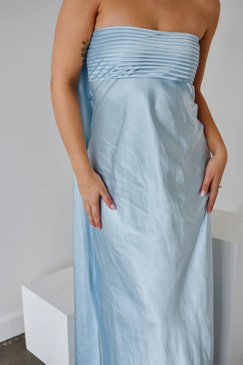 Elsa Ice Blue Maxi Dress with Neck Scarf - Image 10