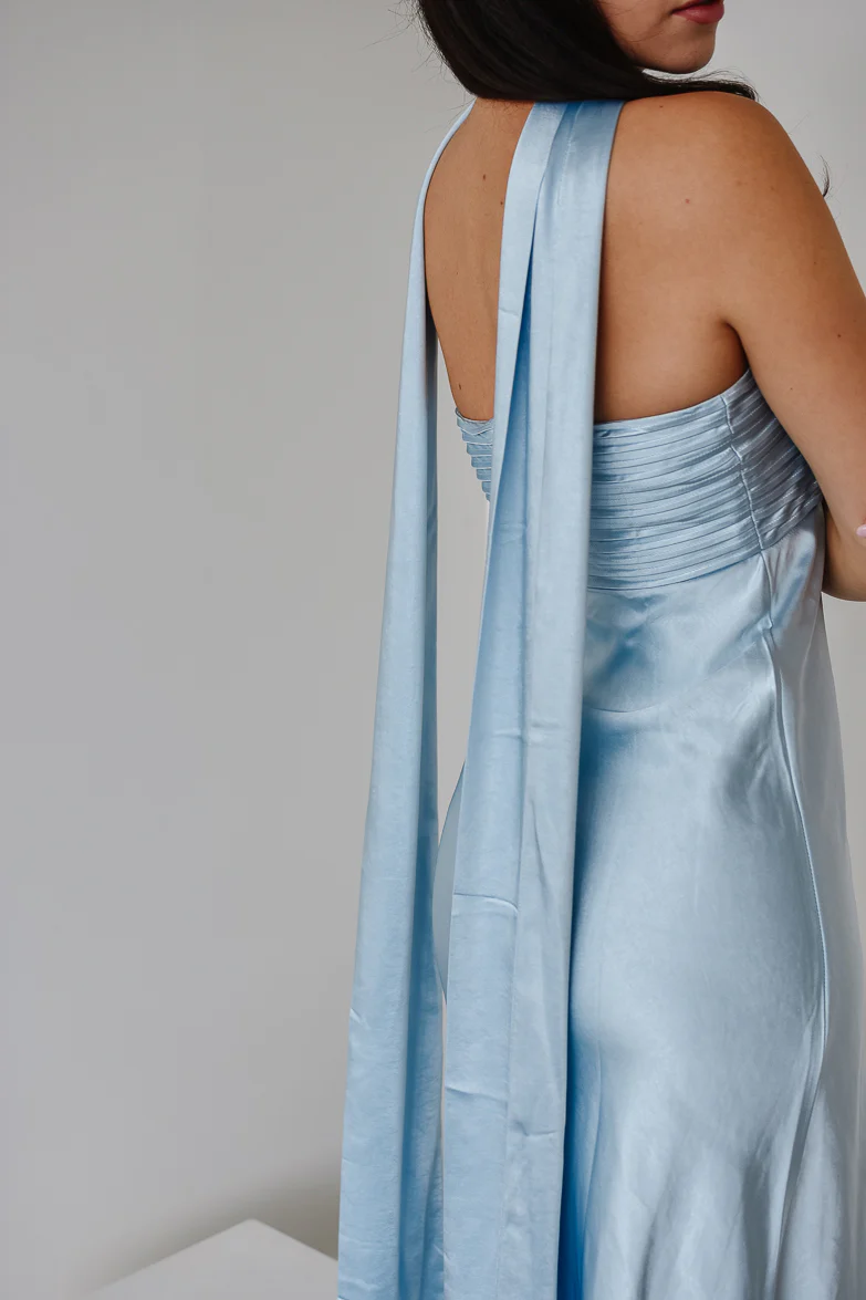 Elsa Ice Blue Maxi Dress with Neck Scarf - Image 8