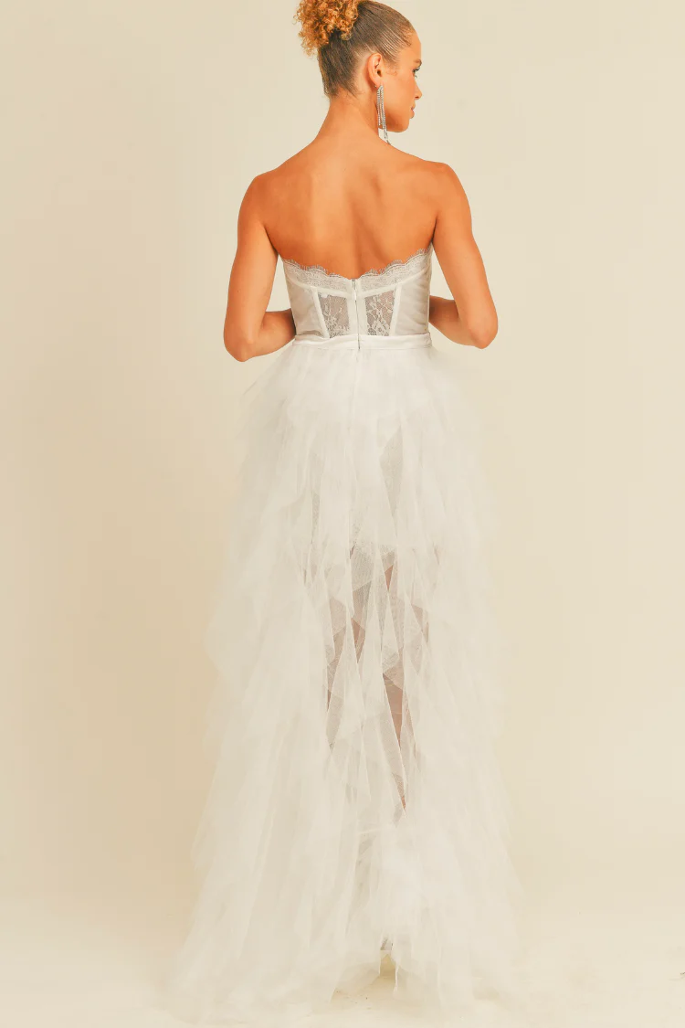 Elysée Lace Bustier Tulle High Low Maxi Dress - Image 10