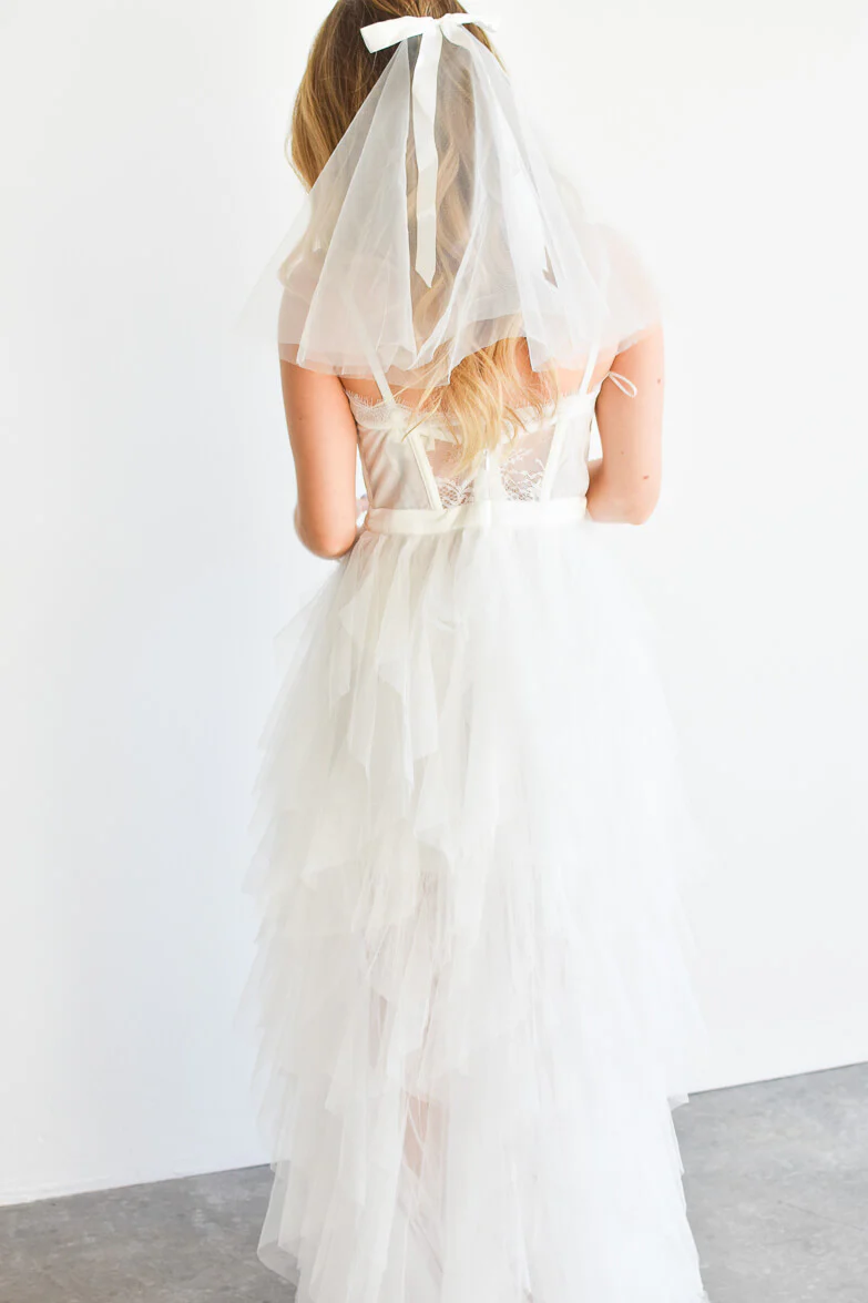 Elysée Lace Bustier Tulle High Low Maxi Dress - Image 4