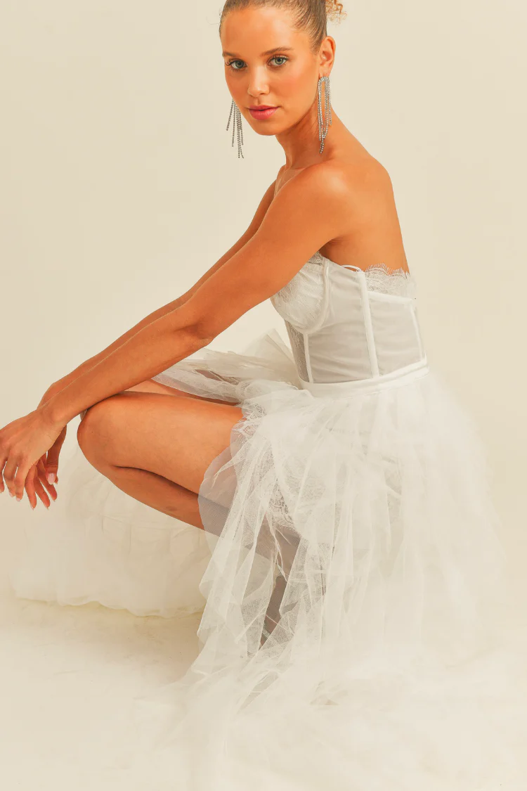 Elysée Lace Bustier Tulle High Low Maxi Dress - Image 7