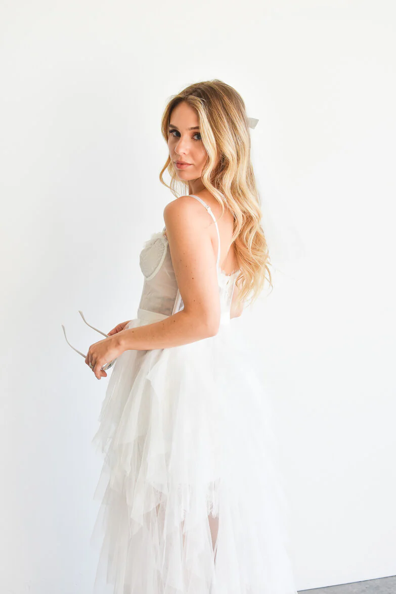 Elysée Lace Bustier Tulle High Low Maxi Dress - Image 8