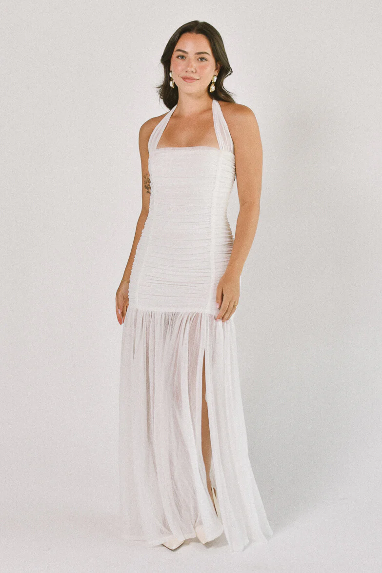 Estelle Ruched Maxi Dress - White - Image 5