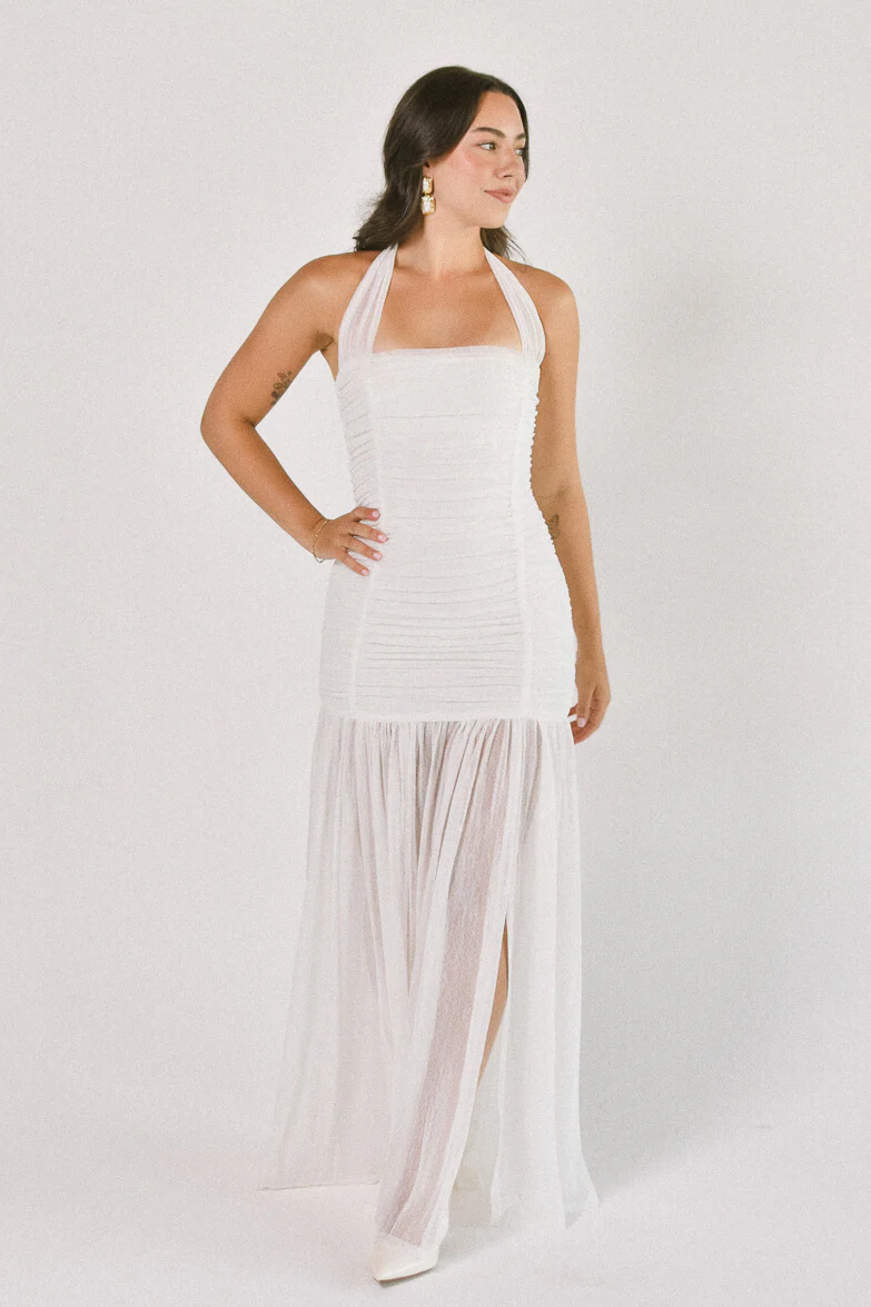 Estelle Ruched Maxi Dress - White - Image 6