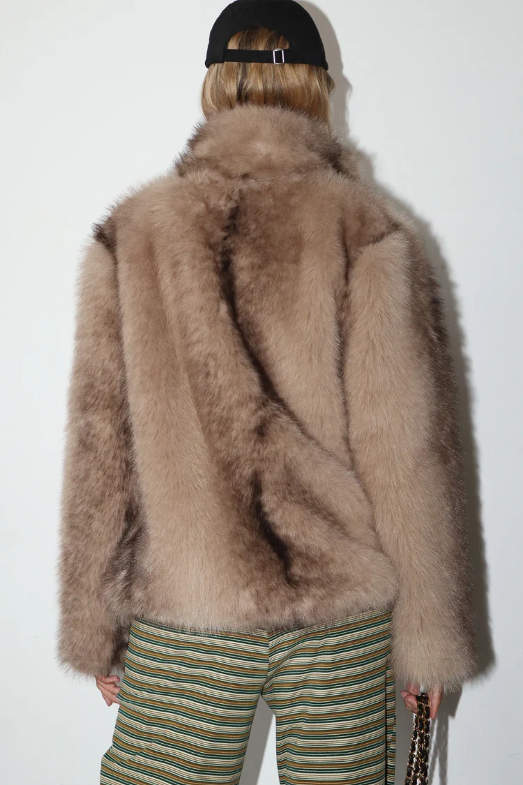 Faux Fur Collar Button Jacket - FINAL SALE - Image 2
