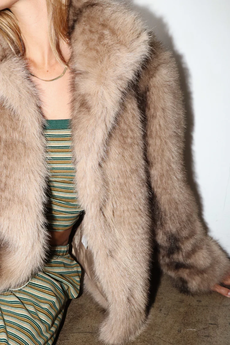 Faux Fur Collar Button Jacket - FINAL SALE - Image 4