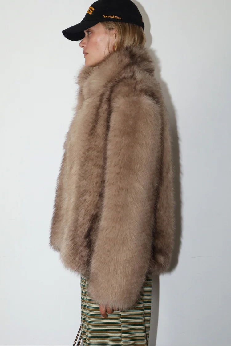 Faux Fur Collar Button Jacket - FINAL SALE - Image 5
